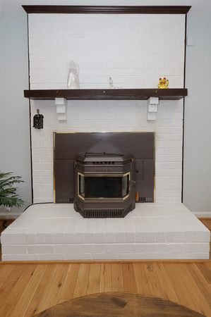 Pellet Stove Insert in Family Room